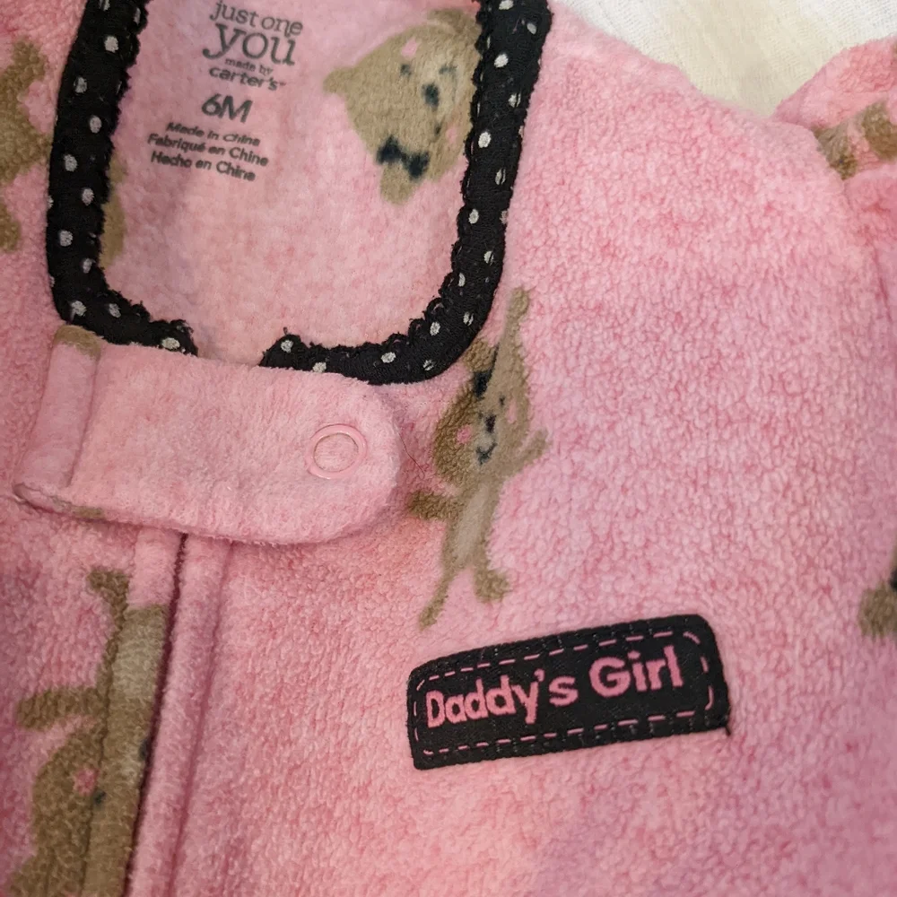 Carter's girls fleece footsie pajamas size 6 months, bundle of 4 animals